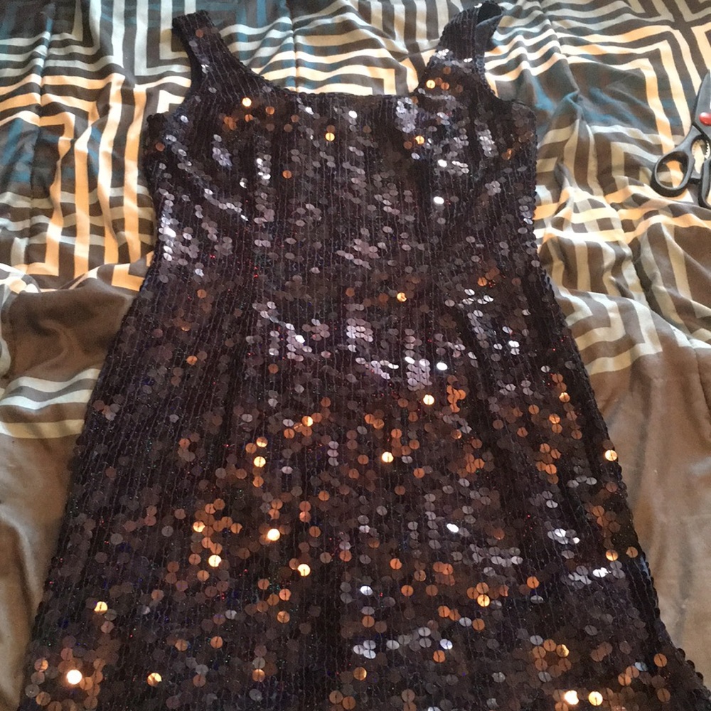 Navy sequins tank dress